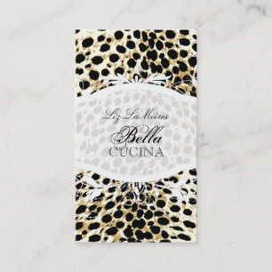 PixDezines Sassy cheetah print/blauw+zwart Visitekaartje