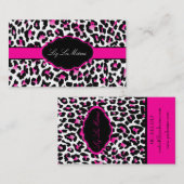 PixDezines Sassy cheetah print/hot roze+zwart Visitekaartje (Voorkant / Achterkant)