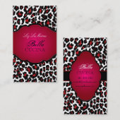 PixDezines Sassy cheetah print/robijnrood+zwart Visitekaartje (Voorkant / Achterkant)
