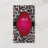 PixDezines Sassy cheetah print/robijnrood+zwart Visitekaartje (Achterkant)