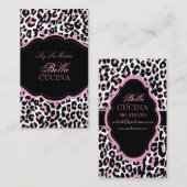 PixDezines Sassy cheetah print/roze+zwart Visitekaartje (Voorkant / Achterkant)