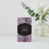 PixDezines Sassy cheetah print/roze+zwart Visitekaartje (Staand voorkant)