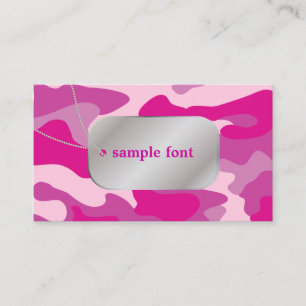 PixDezines Sassy Pink Camo+Dog Tags Visitekaartje