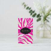 PixDezines Sassy zebra patroon/DIY kleur/hot pink Visitekaartje (Staand voorkant)
