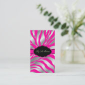 PixDezines Sassy zebra patroon/DIY kleur/hot pink Visitekaartje (Staand voorkant)
