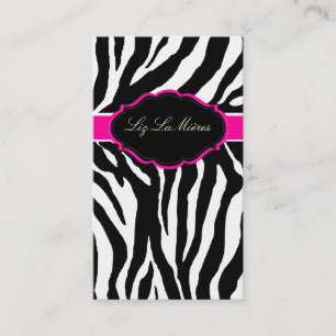 PixDezines Sassy zebra print/hot roze+zwart Visitekaartje