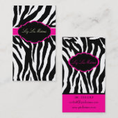 PixDezines Sassy zebra print/hot roze+zwart Visitekaartje (Voorkant / Achterkant)