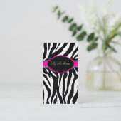 PixDezines Sassy zebra print/hot roze+zwart Visitekaartje (Staand voorkant)