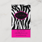PixDezines Sassy zebra print/hot roze+zwart Visitekaartje (Achterkant)