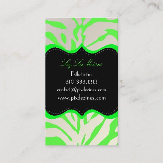 PixDezines Sassy zebra print Visitekaartje (Voorkant)