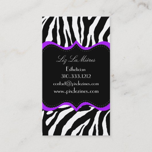 PixDezines Sassy zebra print Visitekaartje (Voorkant)