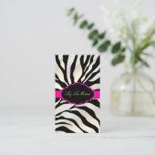 PixDezines Sassy zebrapatroon/DIY kleur/zwart Visitekaartje (Staand voorkant)