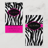 PixDezines Sassy zebraprint/hot pink+black Visitekaartje (Voorkant / Achterkant)