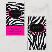 PixDezines Sassy zebraprint/hot pink+black Visitekaartje (Voorkant / Achterkant)