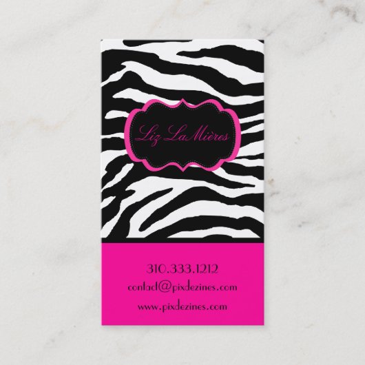 PixDezines Sassy zebraprint/hot pink+black Visitekaartje (Voorkant)