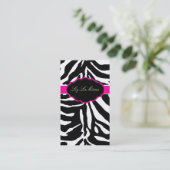 PixDezines Sassy zebraprint/hot pink+black Visitekaartje (Staand voorkant)