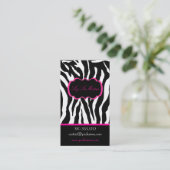 PixDezines Sassy zebraprint/hot pink+black Visitekaartje (Staand voorkant)