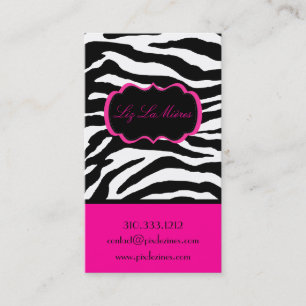 PixDezines Sassy zebraprint/roze+zwart Visitekaartje