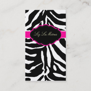 PixDezines Sassy zebraprint/roze+zwart Visitekaartje
