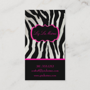PixDezines Sassy zebraprint/roze+zwart Visitekaartje