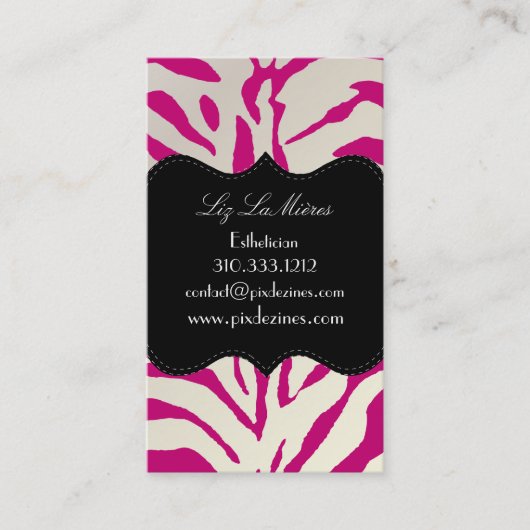 PixDezines Sassy zebraprint Visitekaartje (Voorkant)