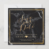 PixDezines Save Date/Black Marble/Faux Gold Save The Date (Voorkant)