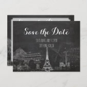 PixDezines/Save Date/Chalkboard/Paris Sketched Aankondigingskaart (Voorkant / Achterkant)