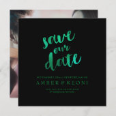 PixDezines Save Date/Emerald Green/DIY Background Save The Date (Voorkant / Achterkant)