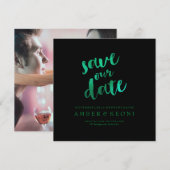 PixDezines Save Date/Emerald Green/DIY Background The Date (Voorkant / Achterkant)