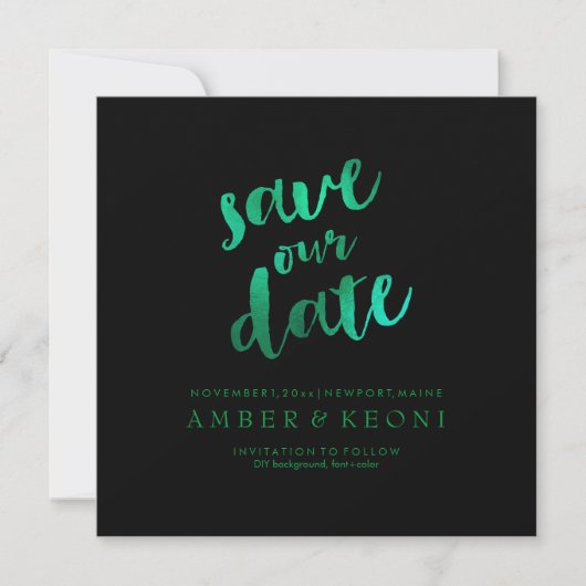PixDezines Save Date/Emerald Green/DIY Background The Date (Voorkant)