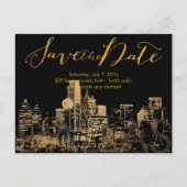 PixDezines/Save Date/Faux Gold/Dallas Skyline Aankondigingskaart (Voorkant)