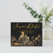 PixDezines/Save Date/Faux Gold/Dallas Skyline Aankondigingskaart (Staand voorkant)