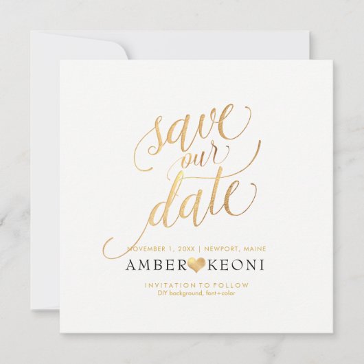 PixDezines Save Date/Faux Gold/DIY Background Save The Date (Voorkant)