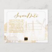 PixDezines/Save Date/Faux Gold/Paris Sketched Aankondigingskaart (Achterkant)