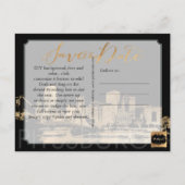 PixDezines/Save Date/Faux Gold/Pittsburgh Skyline Aankondigingskaart (Achterkant)