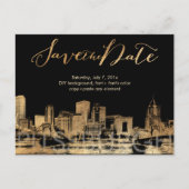 PixDezines/Save Date/Faux Gold/Pittsburgh Skyline Aankondigingskaart (Voorkant)