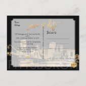PixDezines/Save Date/Faux Gold/Pittsburgh Skyline Aankondigingskaart (Achterkant)
