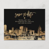 PixDezines/Save Date/Faux Gold/Pittsburgh Skyline Aankondigingskaart (Voorkant)