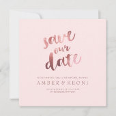 PixDezines Save Date/Faux Roos Gold/Roze marmer Kaart (Voorkant)