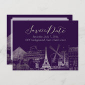 PixDezines/Save Date/Faux Silver/Paris Schets Aankondigingskaart (Voorkant / Achterkant)