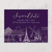 PixDezines/Save Date/Faux Silver/Paris Schets Aankondigingskaart (Voorkant)