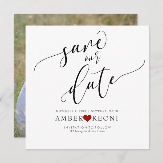 PixDezines Save Date/Fun Script/DIY background Save The Date (Voorkant / Achterkant)