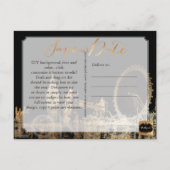 PixDezines/Save Date/Gold/London Skyline Aankondigingskaart (Achterkant)