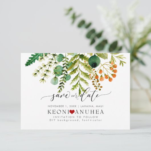 PixDezines Save Date/Greenery, Elder+Fern Save The Date (Staand voorkant)