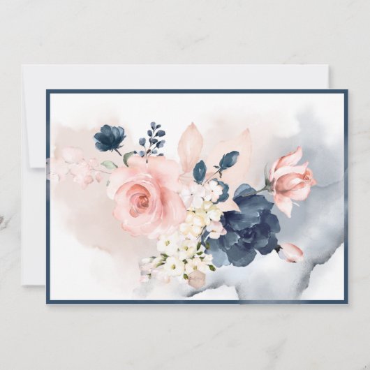 PixDezines Save Date H2 Dusty Blue Blush Rozen Kaart (Achterkant)