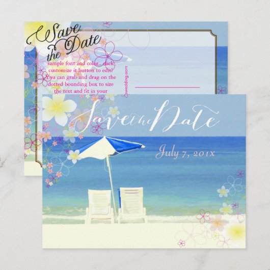 PixDezines/save date/hula dream/beach Aankondigingskaart (Voorkant / Achterkant)