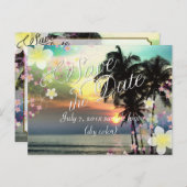 PixDezines/save date/hula dream/fantasy zonsonderg Aankondigingskaart (Voorkant / Achterkant)