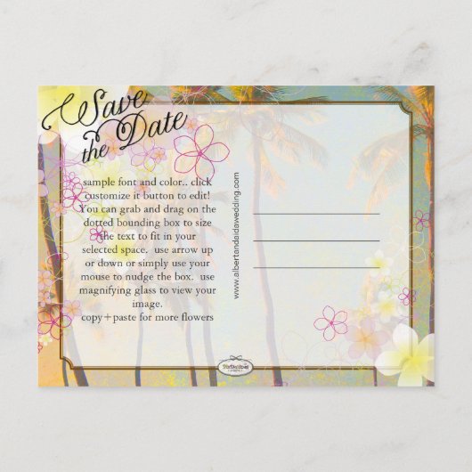 PixDezines/save date/hula dream/ hawaii Aankondigingskaart (Achterkant)