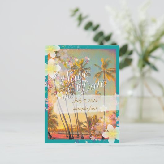 PixDezines/save date/hula dream/ hawaii Aankondigingskaart (Staand voorkant)