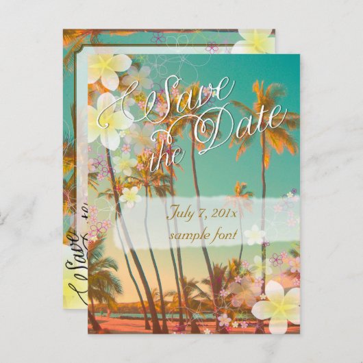 PixDezines/save date/hula dream/ hawaii Aankondigingskaart (Voorkant / Achterkant)